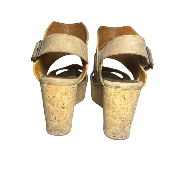 Coclico Sandals Womens Size EU 41 Taupe Leather Wedge Platform Slingback Cork - Picture 7 of 11